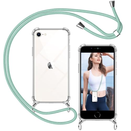 ISOI - Handykette kompatibel mit iPhone 7/8/iPhone SE 2020/2022 Hülle mit Band, Transparent Handyhülle zum Umhängen, Weiche TPU Silikon Necklace Schutzhülle, mit Stoßfester Airbag-Stoßfänger - Grün ISOI - Handykette kompatibel mit iPhone 7/8/iPhone SE 2020/2022 Hülle mit Band, Transparent Handyhülle zum Umhängen, Weiche TPU Silikon Necklace Schutzhülle, mit Stoßfester Airbag-Stoßfänger - Grün von ISOI