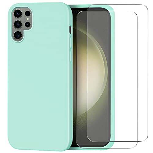 ISOI Kompatibel mit Samsung Galaxy S23 Ultra 5G Hülle mit 2 Stück 9H Härte Schutzfolie, weiches flüssigem Silikon stoßfest Handyhülle schützende TPU Gel Smartphone Schutzhülle - Minzgrün ISOI Kompatibel mit Samsung Galaxy S23 Ultra 5G Hülle mit 2 Stück 9H Härte Schutzfolie, weiches flüssigem Silikon stoßfest Handyhülle schützende TPU Gel Smartphone Schutzhülle - Minzgrün von ISOI