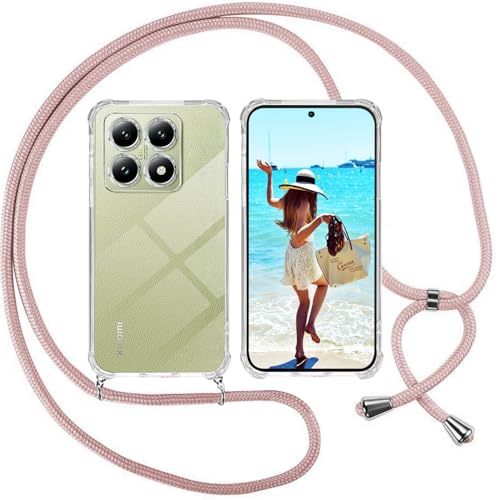 ISOI Handykette für Xiaomi 14T Hülle, Transparent Silikon Handyhülle für Xiaomi 14T mit Kette Schutzhülle, Pink ISOI Handykette für Xiaomi 14T Hülle, Transparent Silikon Handyhülle für Xiaomi 14T mit Kette Schutzhülle, Pink von ISOI