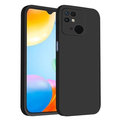 ISOI - Silikon Hülle für Xiaomi Redmi 10C Handyhülle, Ultra Dünn Stoßfeste Ganzkörperschutz, Weich Flüssig Silikonhülle mit Mikrofaserfutter - Schwarz von ISOI