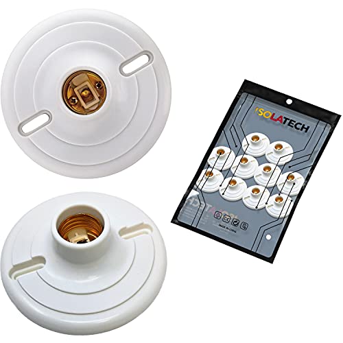 ISOLATECH 10Stk E27 Kunststoff Wandfassung mit Bohrlöchern LED Energiesparlampen (max.250V/4A) Leuchtmittel Home Installation Decke Halterung Küche Sockel Badezimmer einbauen von ISOLATECH