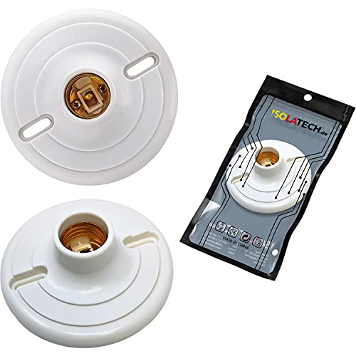 ISOLATECH 1Stk E27 Kunststoff Wandfassung mit Bohrlöchern LED Energiesparlampen (max.250V/4A) Leuchtmittel Home Installation Decke Halterung Küche Sockel Badezimmer einbauen von ISOLATECH