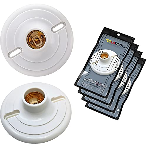ISOLATECH 4Stk E27 Kunststoff Wandfassung mit Bohrlöchern LED Energiesparlampen (max.250V/4A) Leuchtmittel Home Installation Decke Halterung Küche Sockel Badezimmer einbauen von ISOLATECH