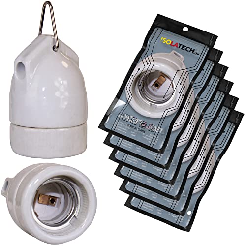 ISOLATECH 6Stk E27 Keramik Hängefassung mit Metallöse LED Energiesparlampen (max.250V/4A) Leuchtmittel für Home Decke Halterung Badezimmer Installation Küche Kühlschrank einbauen hitzebeständig von ISOLATECH