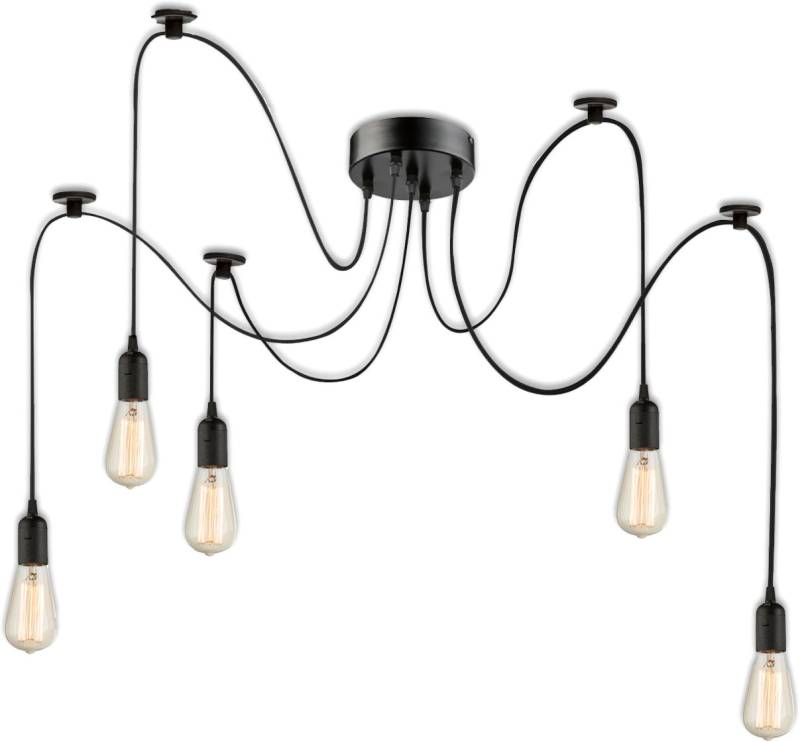 ISOLED Hängeleuchte Spider 1 Metall schwarz, 5 Kabel 2m, exkl. 5xE27 Leuchtmittel von ISOLED