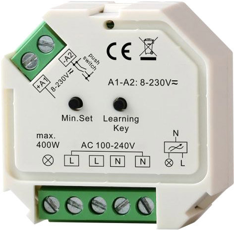 ISOLED Sys-One Funk/Push Dimmer für dimmbare 230V LED Leuchtmittel/Trafos, 400VA von ISOLED