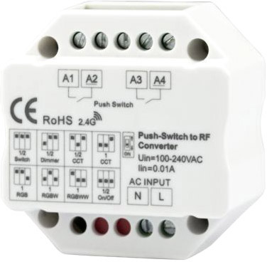 ISOLED Sys-Pro 2-Push Input, Funk-Output für Switch/Dimm/CCT/ RGB/RGB+W Empfänger, 100-240V ISOLED Sys-Pro 2-Push Input, Funk-Output für Switch/Dimm/CCT/ RGB/RGB+W Empfänger, 100-240V von ISOLED