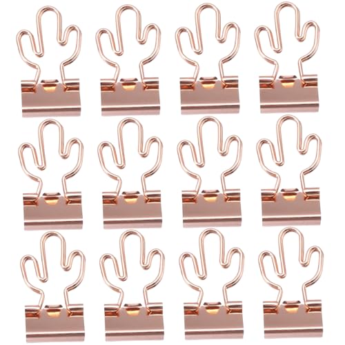 12 -pcs -Bindemittel Clips, Cactus niedliche Bindemittel Clips Rosegoldpapier Rosegold mit klarer Aufbewahrung für Büroschule und Haushaltsvorräteklammern von ISOYTERO