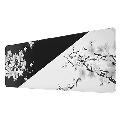 Gaming -Mousepad -Kirschblüte erweiterte große Maus -Pad Nicht -Slip -Schreibtischkissen 30x80 cm Weiß und Blackmousepad von ISOYTERO