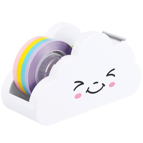 Lustiger Klebebandspender für Kinder wolkenförmige niedlich mit einem Regenbogen Plastik Desktop Smile Art Craft School Büro Stationerie Zubehör 4.5x1.7x2.4 InChtape von ISOYTERO