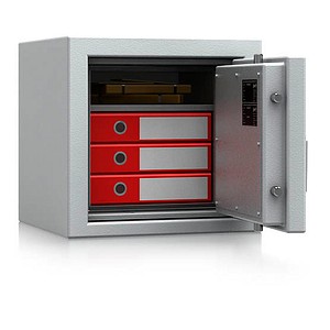 ISS Tresor Düsseldorf Mettmann II Sicherheitsstufe S2 nach EN14450 mit Feuerschutz lichtgrau 49,5 x 47,2 x 47,5 cm von ISS