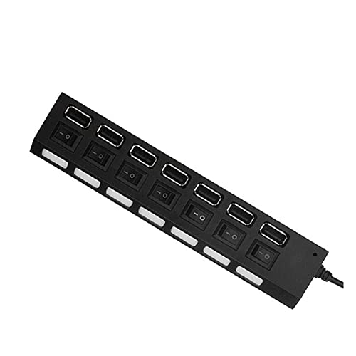 ISTOVO USB 2.0 Hub USB-Verteiler Multi Hub Adapter USB Mehrere Ports Netzteil mit Schalter Zubehör für Laptop PC, Schwarz von ISTOVO