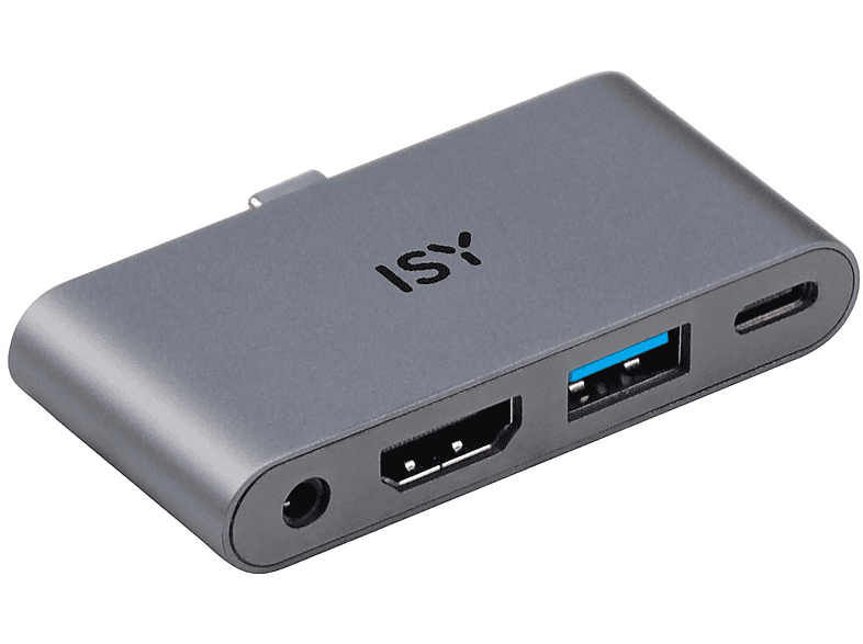 ISY IAD 1019-1 4-in-1 USB-C Multiport-Adapter, Aluminium Grau von ISY