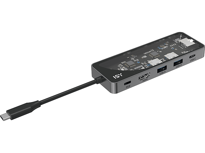 ISY IAD 1024-2 Power Delivery USB-C 5-in-1 Multiport-Adapter, Silber Aluminium, Transparent ISY IAD 1024-2 Power Delivery USB-C 5-in-1 Multiport-Adapter, Silber Aluminium, Transparent von ISY