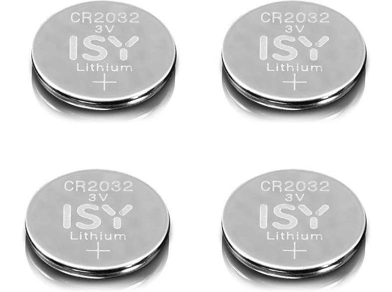 ISY IBA-2032-1 Lithium-Knopfzelle CR2032 3V Knopfzelle, 3 Volt 4 Stück von ISY