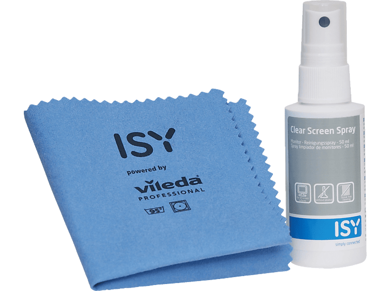 ISY ICL-2000-1 Monitor-Reinigungsspray Spezialreiniger: Grau/Weiß/Blau, Mikrofasertuch: Blau von ISY