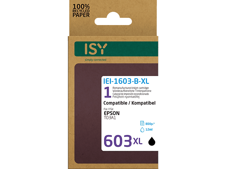 ISY IEI-1603-B-XL Tintenpatrone Schwarz von ISY