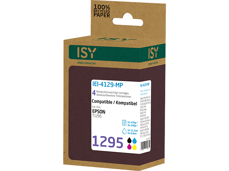 ISY IEI-4129-MP Tintenpatrone Mehrfarbig (EPSON T1295 Multipack) von ISY