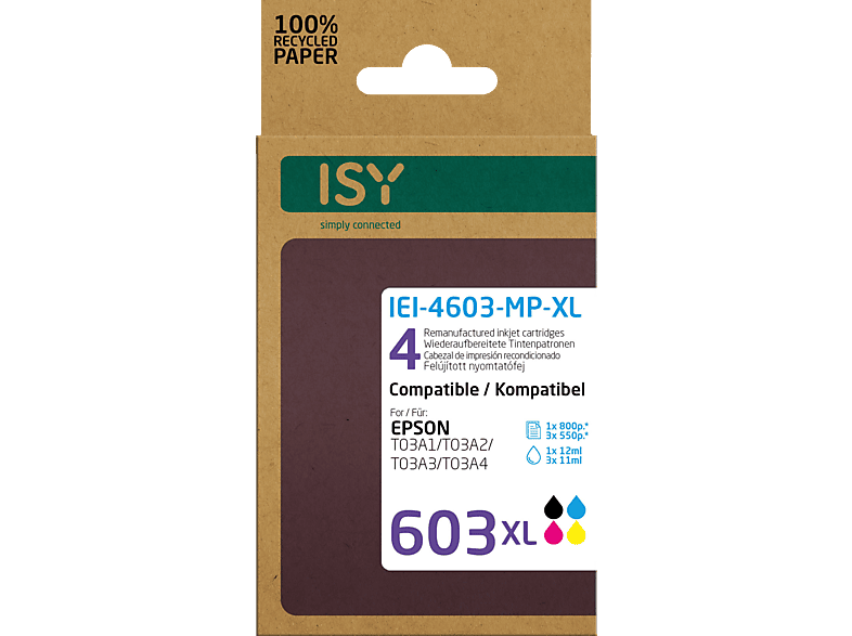 ISY IEI-4603-MP-XL Wiederaufbereitete Tintenpatrone Mehrfarbig von ISY