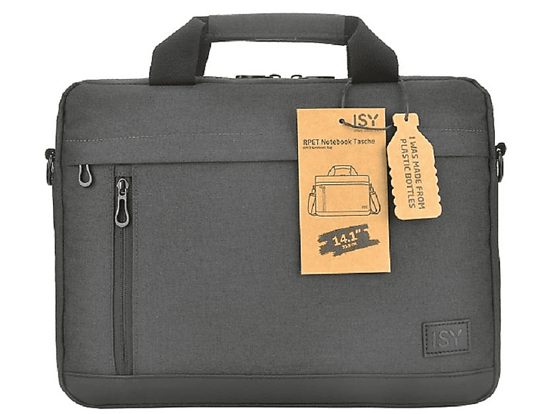 ISY INB 2140-1-BK Notebooktasche Umhängetasche für Universal recyceltes Polyethylenterephthalat, Schwarz von ISY