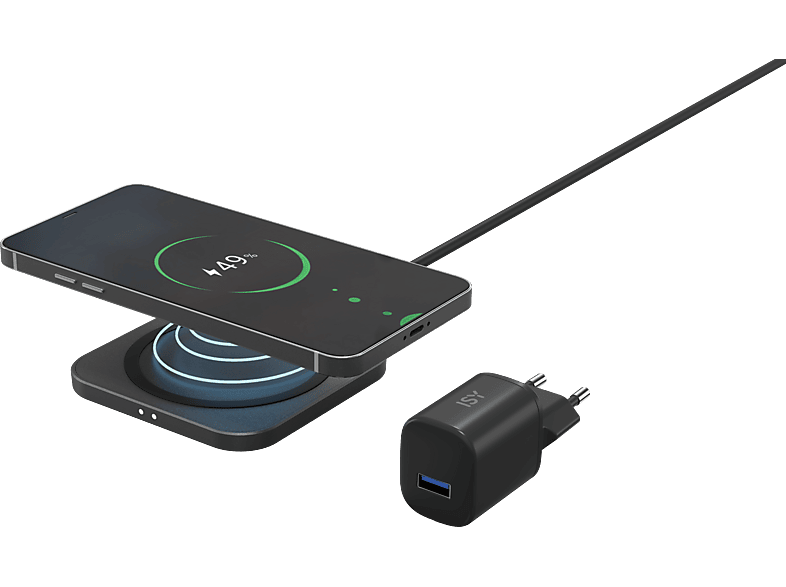 ISY IWQ 2015-1 Fast Charge Kabelloses Ladegerät Universal, 100 - 240 Volt, Schwarz von ISY