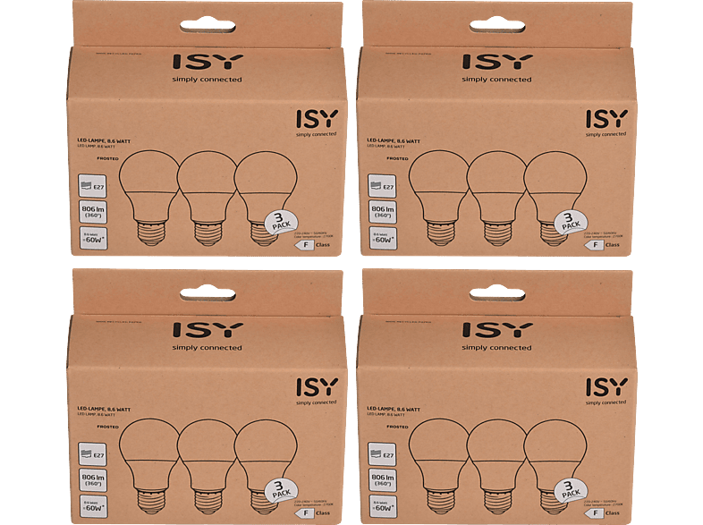 ISY LED-E27-8.6W-OO 12er Pack LED Lampe E27 Warmweiß von ISY