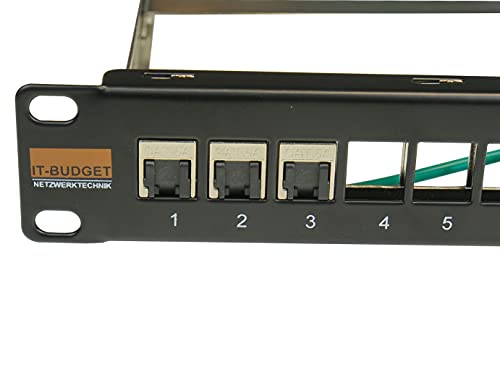 IT-Budget 19" Modulares Patchpanel für Keystone Jacks - 24 Port - 1HE - unbestückt - schwarz von IT-BUDGET GmbH