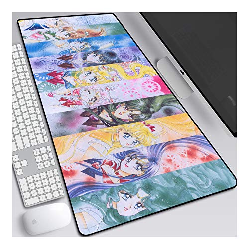 ITBT Mauspad Sailor Moon Gaming Mauspad, 800 x 300 mm, 3mm Vernähte Kanten, rutschfest Anime Mousepad, mit Einer speziellen Oberfläche verbessert Geschwindigkeit und Präzision, F von ITBT