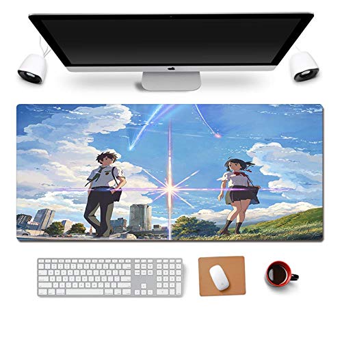 ITBT Mauspad Your Name XXL Gaming Mauspad, 900x400mm Anime Mousepad, Höchstmaß an Präzision, extra stark vernähter Rand, gummierte Unterseite, Desktop Computer, F von ITBT