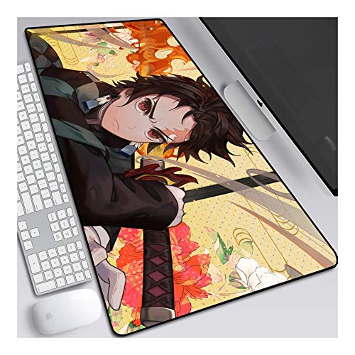 ITBT Mouse Pad Demon Slayer Gaming Mauspad, 700 x 300 mm, 3mm Vernähte Kanten, rutschfest Anime Mousepad, mit Einer speziellen Oberfläche verbessert Geschwindigkeit und Präzision,E von ITBT