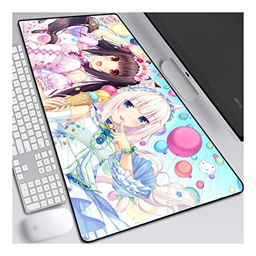 ITBT Mouse Pad NekoPara Anime Mauspad Gemütlich Mousepad 700x300mm Mikrofaser Verbessert Geschwindigkeit und Präzision, rutschfest Gummierte Unterseite Waschbar Verschleißfest,Für Desktop PC,F von ITBT