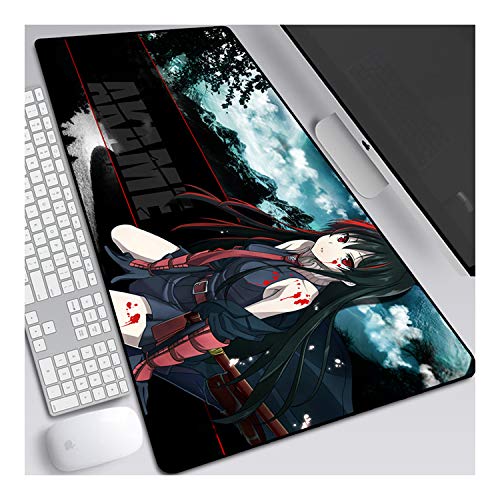 Mauspad Akame ga Kill Gaming Mauspad, 800 x 300 mm, 3mm Vernähte Kanten, rutschfest Anime Mousepad, mit Einer speziellen Oberfläche verbessert Geschwindigkeit und Präzision, C von ITBT