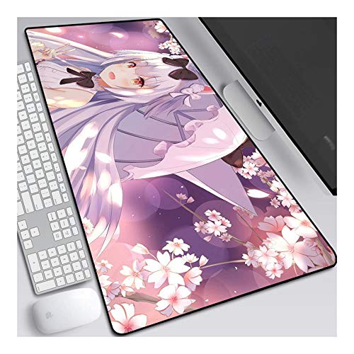 Mauspad Azur Lane Speed ​​Gaming Mauspad, XXL Anime Mausmatte, 800x300mm, extra großes Mauspad mit Rutschfester Gummibasis, 3mm genähte Kanten, für Computer-PC, K. von ITBT