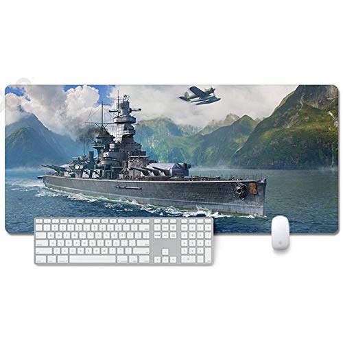 Mauspad Battleship World Anime Mauspad Gemütlich Mousepad 900x400mm Mikrofaser Verbessert Geschwindigkeit und Präzision, rutschfest Gummierte Unterseite Waschbar Verschleißfest,Für Desktop PC, A, A von ITBT