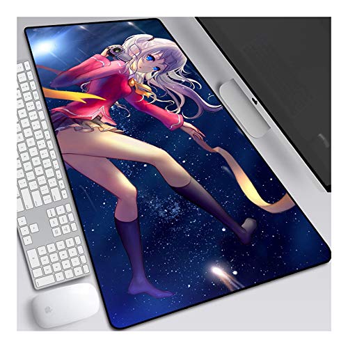 Mauspad Charlotte Gaming Mauspad, 900 x 400 mm, 3mm Vernähte Kanten, rutschfest Anime Mousepad, mit Einer speziellen Oberfläche verbessert Geschwindigkeit und Präzision, C von ITBT