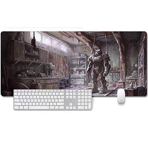 Mauspad Fallout 76 Anime Mauspad Gemütlich Mousepad 900x400mm Mikrofaser Verbessert Geschwindigkeit und Präzision, rutschfest Gummierte Unterseite Waschbar Verschleißfest,Für Desktop PC, E von ITBT