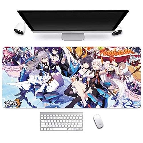 Mauspad Honkai Impact 3rd. Anime Mauspad Gemütlich Mousepad 900x400mm Mikrofaser Verbessert Geschwindigkeit und Präzision, rutschfest Gummierte Unterseite Waschbar Verschleißfest,Für Desktop PC, R von ITBT