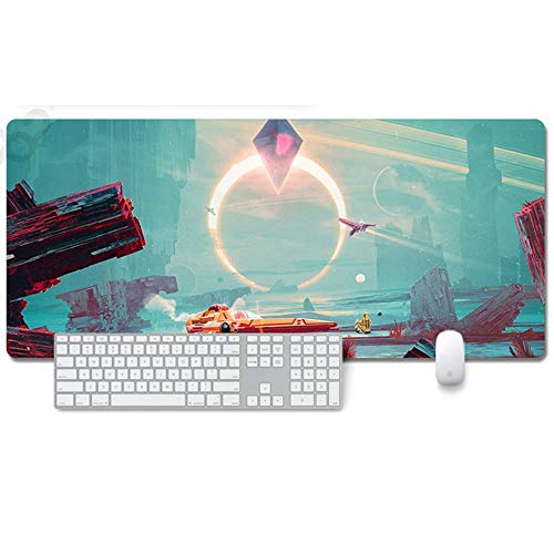 Mauspad No Man's Sky Anime Mauspad Gemütlich Mousepad 900x400mm Mikrofaser Verbessert Geschwindigkeit und Präzision, rutschfest Gummierte Unterseite Waschbar Verschleißfest,Für Desktop PC, D von ITBT