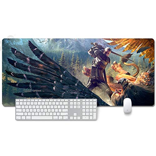 Mauspad Witcher 3 Anime Mauspad Gemütlich Mousepad 900x400mm Mikrofaser Verbessert Geschwindigkeit und Präzision, rutschfest Gummierte Unterseite Waschbar Verschleißfest,Für Desktop PC, E von ITBT