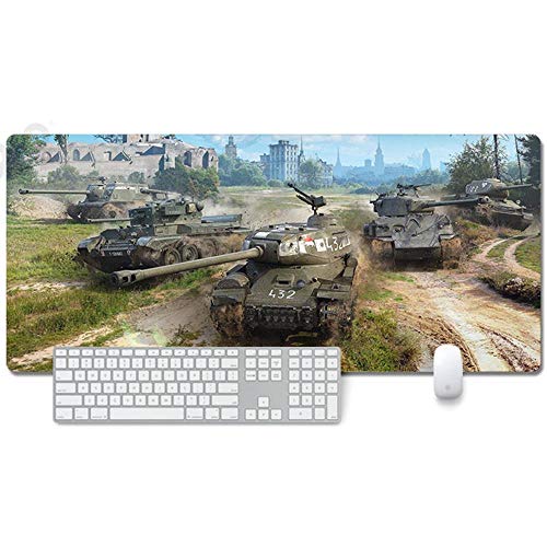 Mauspad World of Tanks Anime Mauspad Gemütlich Mousepad 900x400mm Mikrofaser Verbessert Geschwindigkeit und Präzision, rutschfest Gummierte Unterseite Waschbar Verschleißfest,Für Desktop PC, M von ITBT