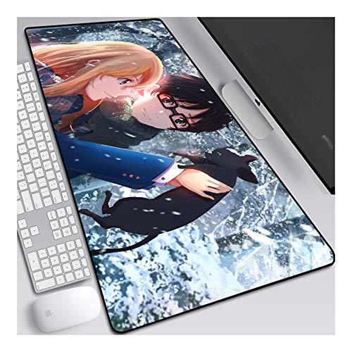 Mauspad Your Lie in April Gaming Mauspad, 900 x 400 mm, 3mm Vernähte Kanten, rutschfest Anime Mousepad, mit Einer speziellen Oberfläche verbessert Geschwindigkeit und Präzision, E von ITBT