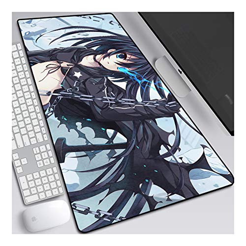 Mouse Pad BLACK ROCK SHOOTER Anime Mauspad Gemütlich Mousepad 700x300mm Mikrofaser Verbessert Geschwindigkeit und Präzision, Rutschfest Gummierte Unterseite Waschbar Verschleißfest,Für Desktop PC,E von ITBT
