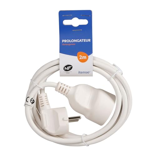 ITENSE - Verlängerungskabel, Verlängerungskabel – Verlängerungskabel 2 m – Intensität: 16 A – Kabel HO5VV-F – 3G1 mm² – Farbe: Weiß – Verwendung im Innenbereich – Länge: 2 m ITENSE - Verlängerungskabel, Verlängerungskabel – Verlängerungskabel 2 m – Intensität: 16 A – Kabel HO5VV-F – 3G1 mm² – Farbe: Weiß – Verwendung im Innenbereich – Länge: 2 m von ITENSE