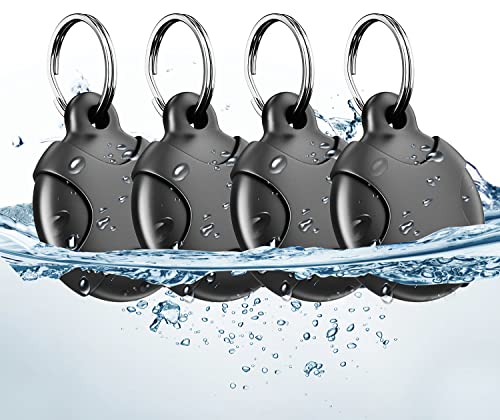 ITISSOFT Airtag-Halter, Schlüsselanhänger, wasserdicht, 4 Stück, rundum schützende Air-Tag-Hülle für Hunde/Katzenhalsband, Haustiere (schwarz) von ITISSOFT