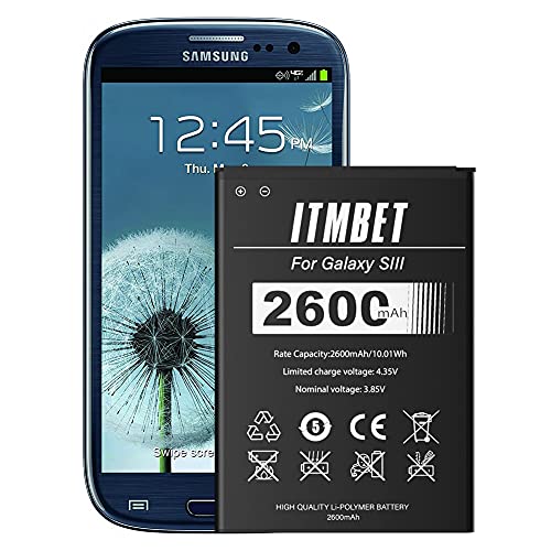 [2600mAh] Akku für Samsung Galaxy S3, Ersatzakku für Samsung EB-L1G6LLU Handy-Akku-für Galaxy S3 GT-I9300、GT-i9305 LTE、GT-i9301(Nicht für S3 Mini) von ITMBET