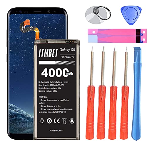 [4000mAh] Akku für Samsung Galaxy S8, Li-Polymer EB-BG950ABE Ersatzakku mit Samsung Galaxy S8 G950F G950 mit Professionellem Toolkit von ITMBET