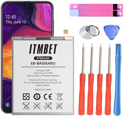 4700mAh Akku für Samsung Galaxy A50 A505F A30 A305F EB-BA505ABU mit Hoher Kapazität, Ersatzakku für Samsung GalaxyA50s (A507F), Galaxy A20 (A205F) mit Professionellem Reparatur Toolkit von ITMBET