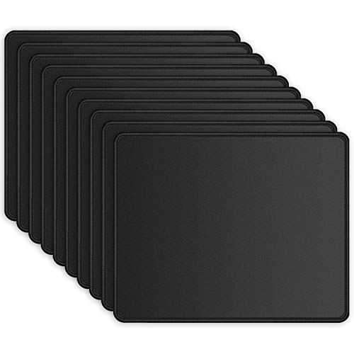 ITNRSIIET [10 Pack] Mouse Pad with Stitched Edge Premium-Textured Square Mouse Mat Washable Mousepads with Lycra Cloth Non-Slip Rubber Base Mousepad for Laptop Computer PC 10.2×8.3×0.12 inches Black von ITNRSIIET