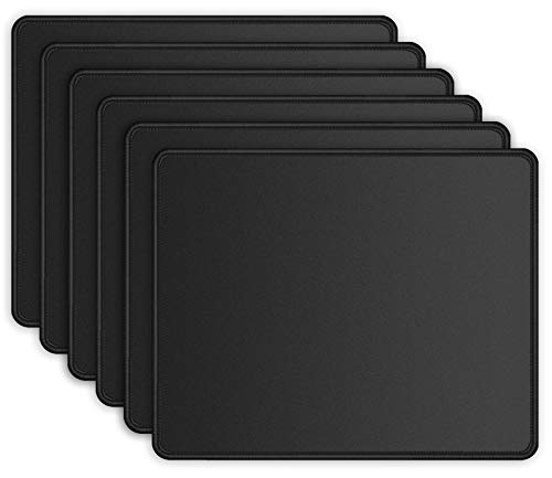 ITNRSIIET 6 Pack Mouse Pad with Stitched Edge, Premium-Textured Square Mouse Mat,Washable Mousepads with Lycra Cloth, Non-Slip Rubber Base Mousepad for Laptop, Computer, PC, 10.2×8.3×0.12 inches Black von ITNRSIIET