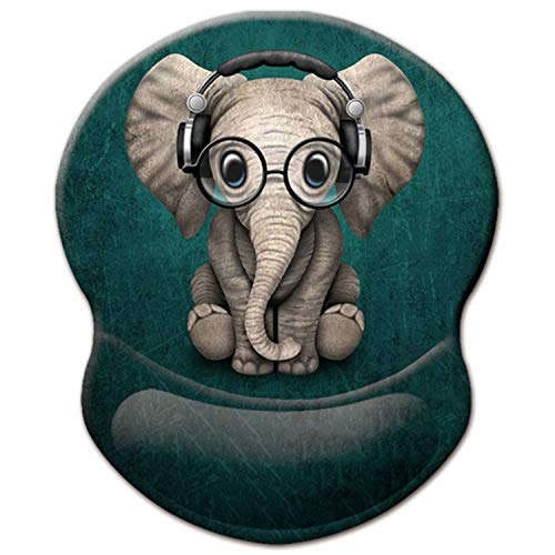 ITNRSIIET Gaming Mauspad Ergonomisch, Mousepad mit Handauflage Gel, Mouse Pad mit Lycra-Stoff, rutschfeste PU-Basis für Computer Gamer, Laptop, Heim, Büro & Reisen,Süßer Elefant von ITNRSIIET